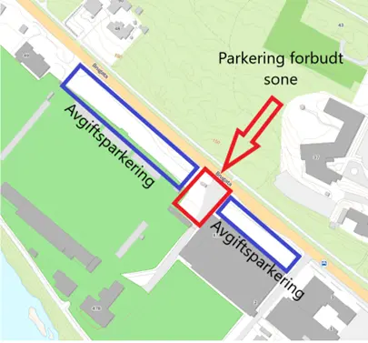 Kart over parkeringsområdet