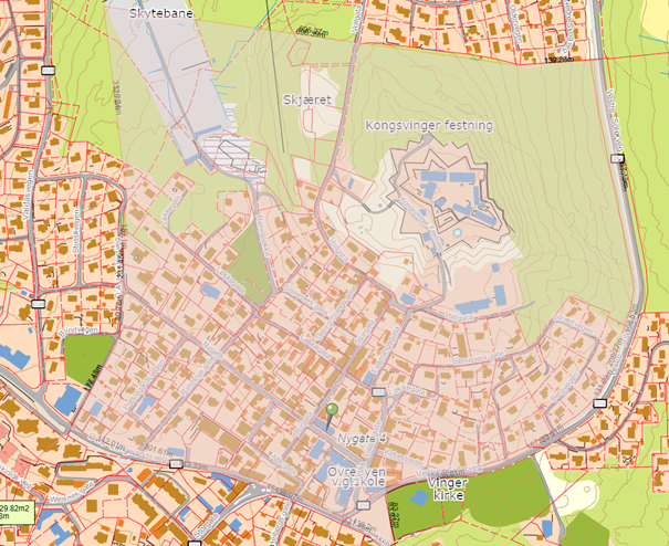 Kart som viser området i Øvrebyen hvor det ikke er tillatt å skyte opp raketter.