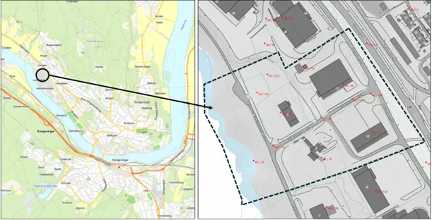 Kart over området